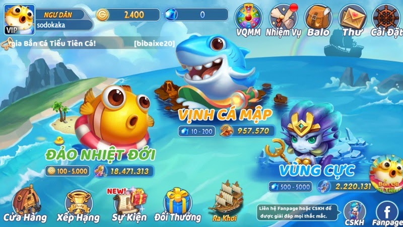 Giao diện Bắn Cá Tiểu Tiên Cá