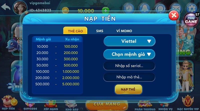 Nạp tiền Bắn Cá Tài Lộc
