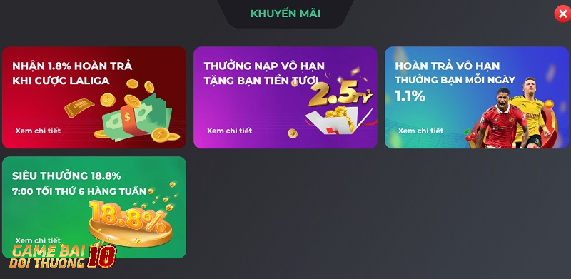 Sự đa dạng khuyến mãi là ưu điểm để thu hút được người chơi